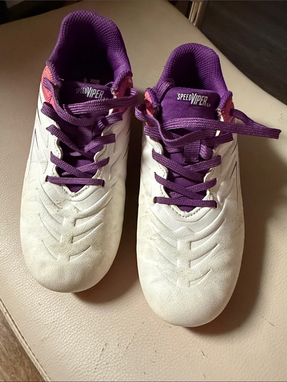 DSG White Pink Purple Kids Soccer Cleats